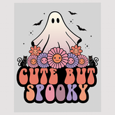 Cute but Spooky Ghost with Flower Wreath DTF Transfer